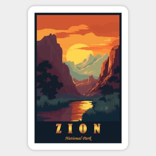 Zion National Park Vintage Travel Poster Sticker